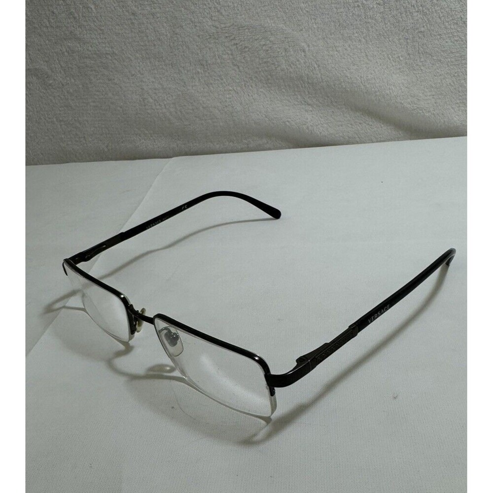 Versace Silver Black Rectangular Half Rim Eyeglas… - image 3